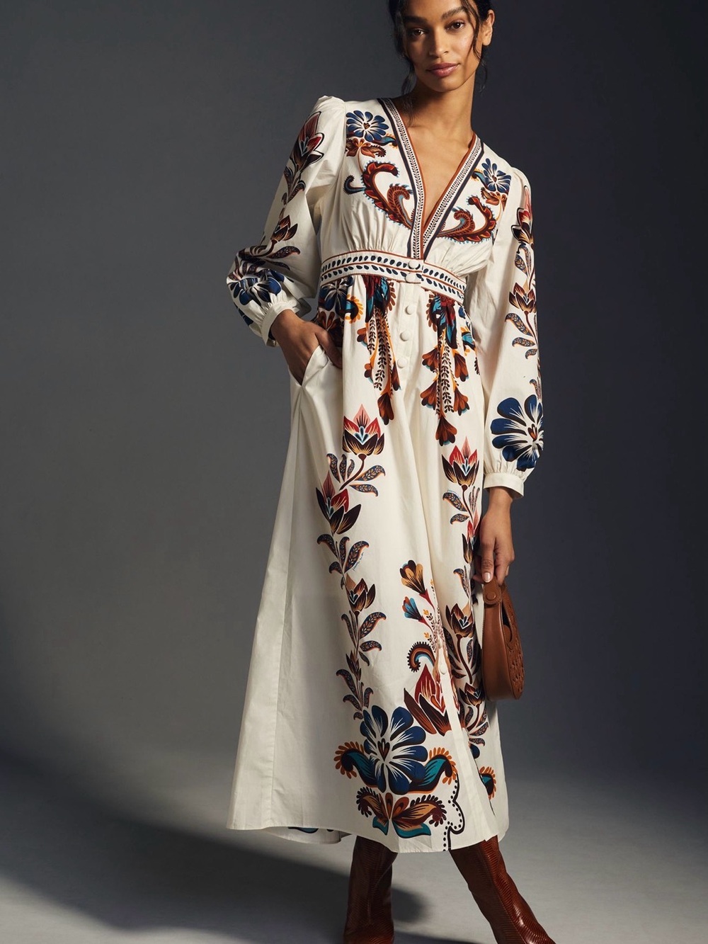 Farm × Anthropologie V-Neck Maxi Dress M